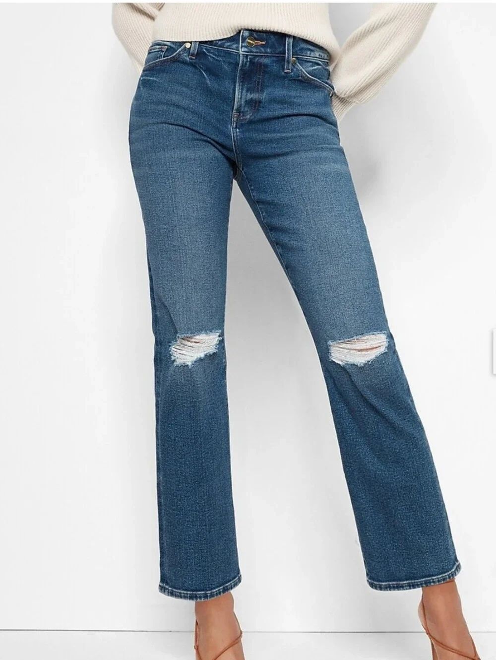 Express 90's Ankle Boot Mid Rise Disressed Jeans - Size 6